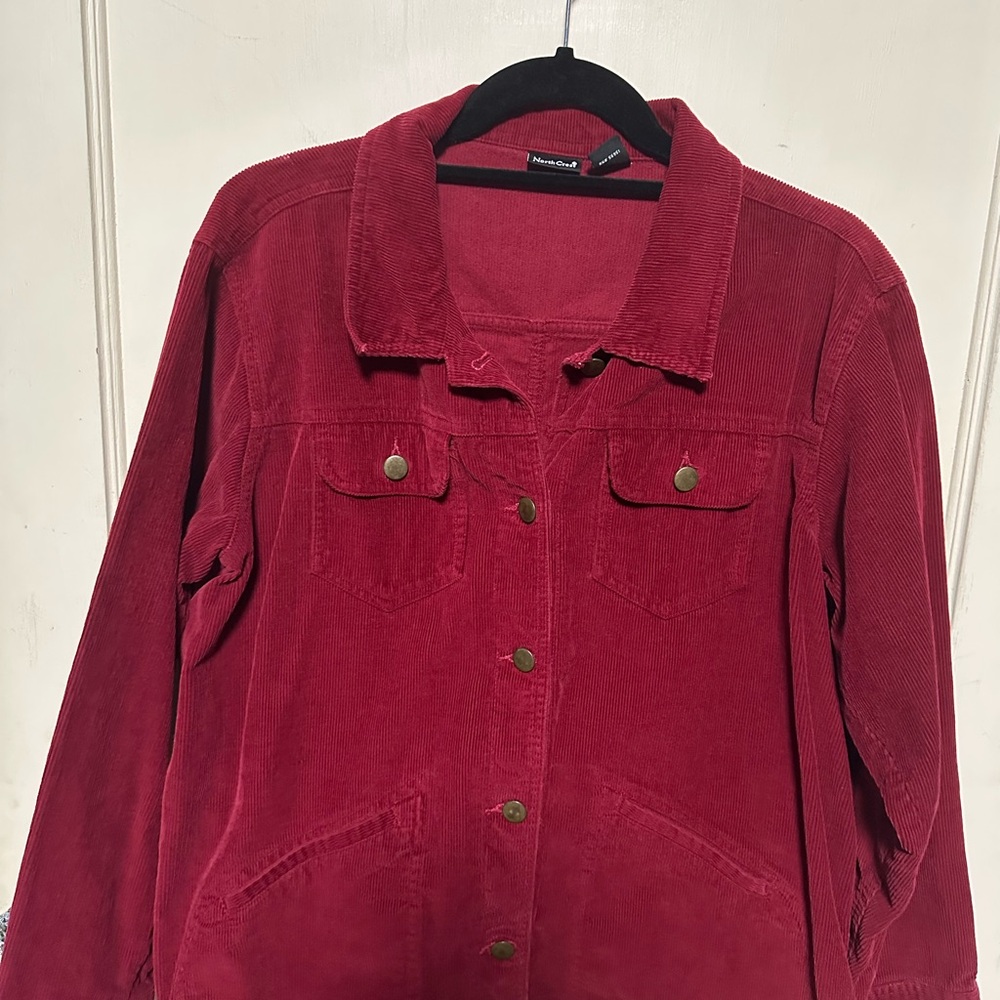 Northcrest Women's Red Corduroy Jean Jacket